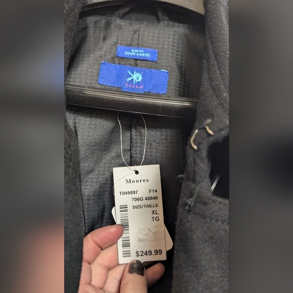 Men's XL wool Pea coat from Moores mens clothing store. Nwt slim fit - Picture 2 of 6